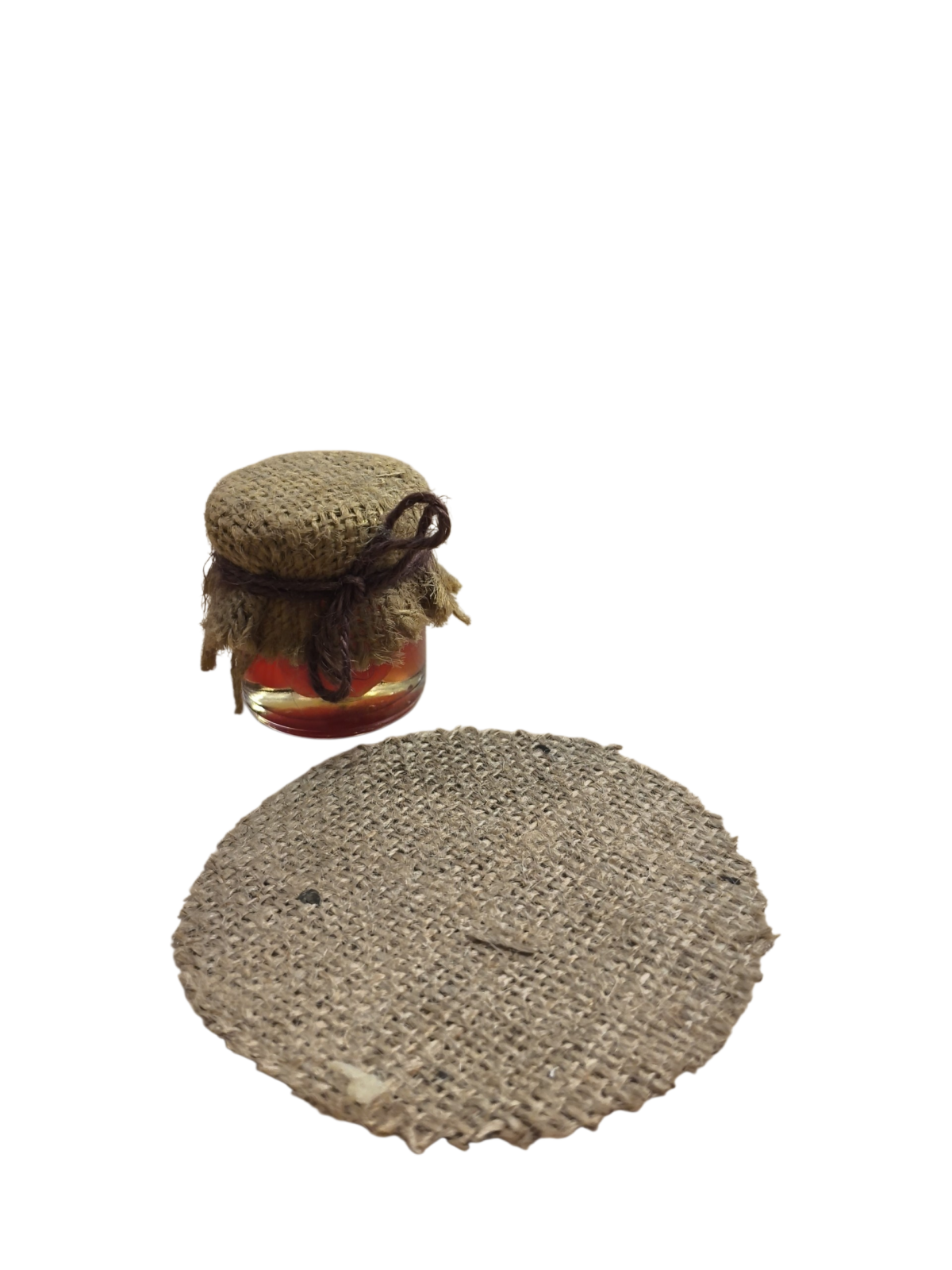 Μαντήλι Λινάτσα 10cm Στρογγυλό μαντήλι λινάτσα 10cm για βαζάκια